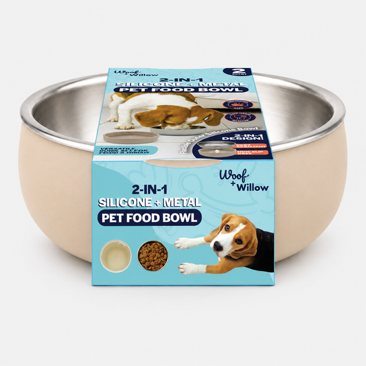 2 Piece - 2in1 Silicone and Steel Pet Bowls