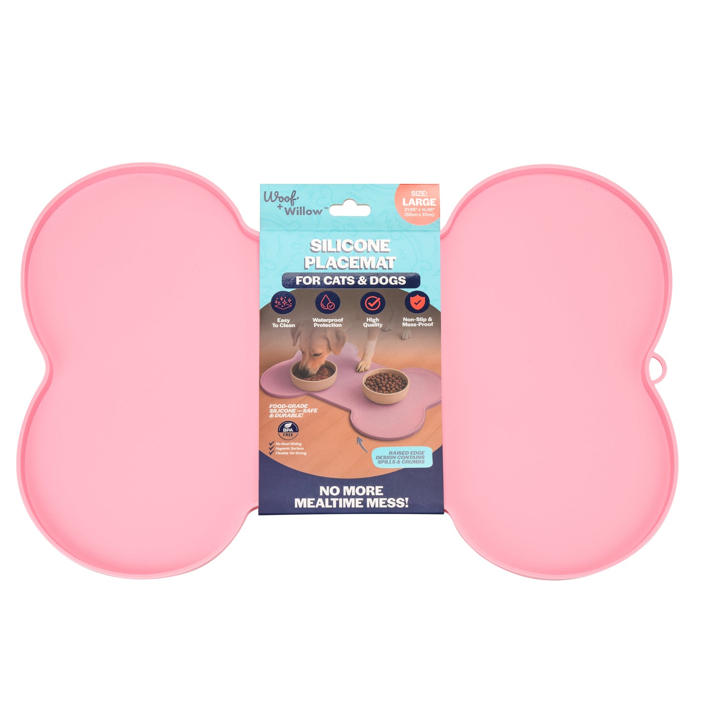 Alfombrilla de silicona resistente para mascotas con diseño de hueso - GRANDE - 58,42 cm x 38,1 cm