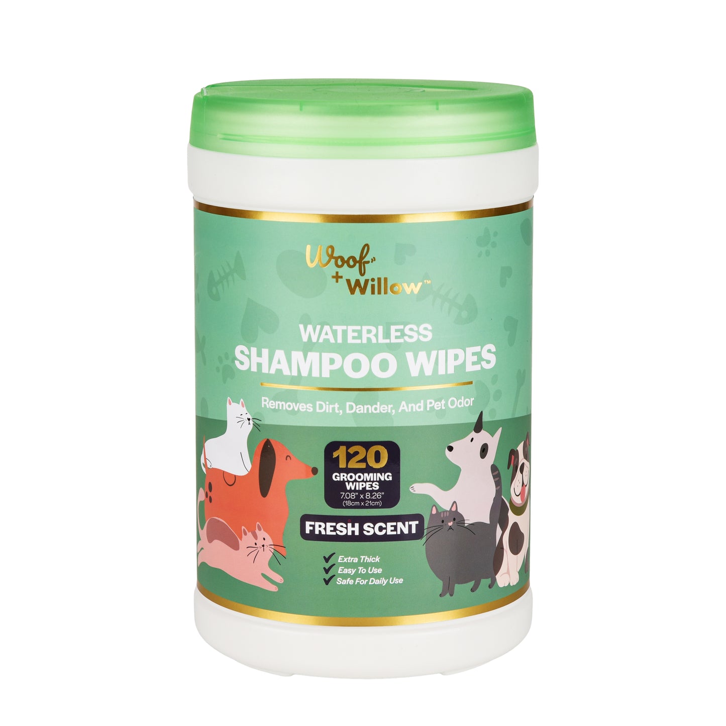 Toallitas de champú seco para mascotas - Paquete de 120