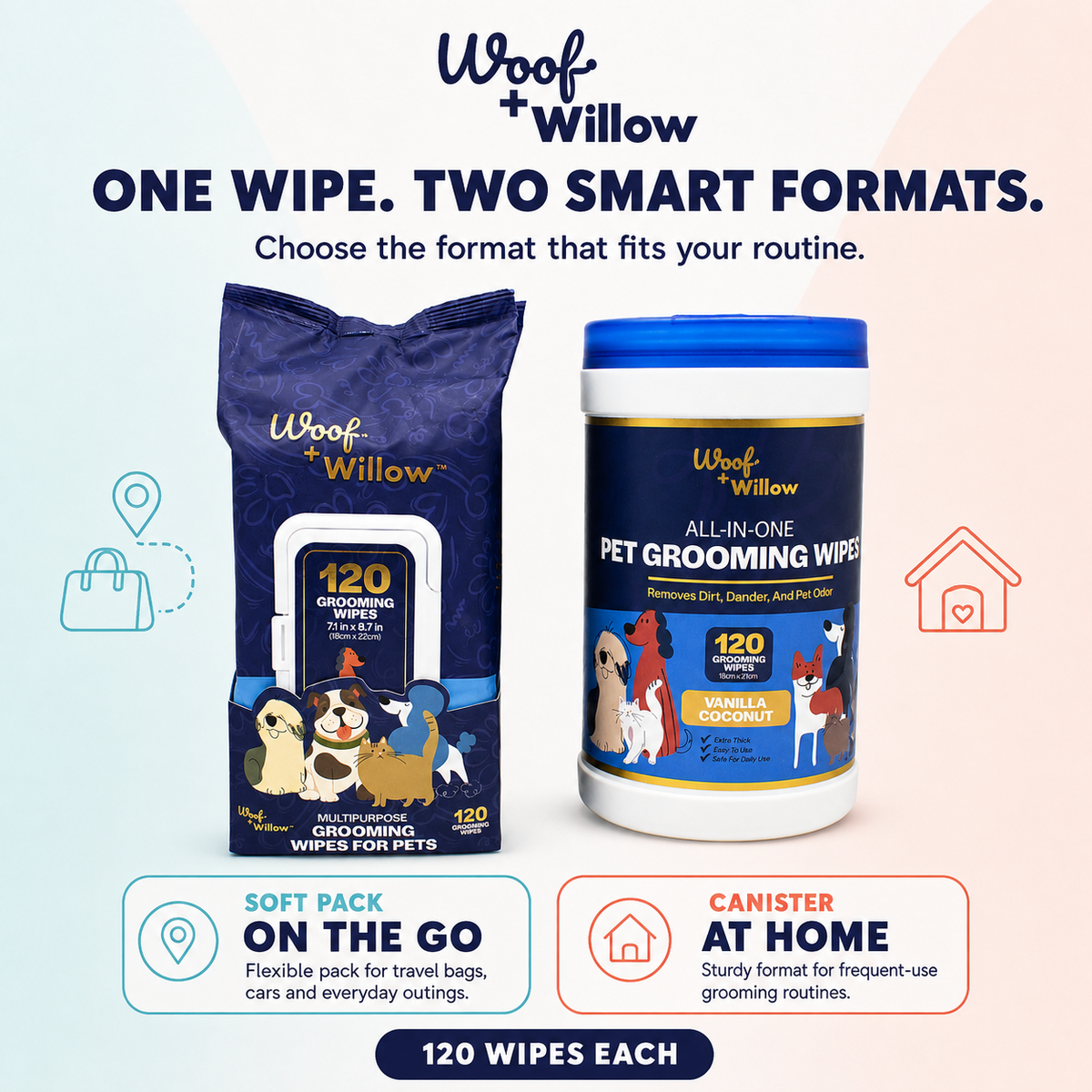 120pk - Multipurpose Grooming Wipes, Fresh Scent